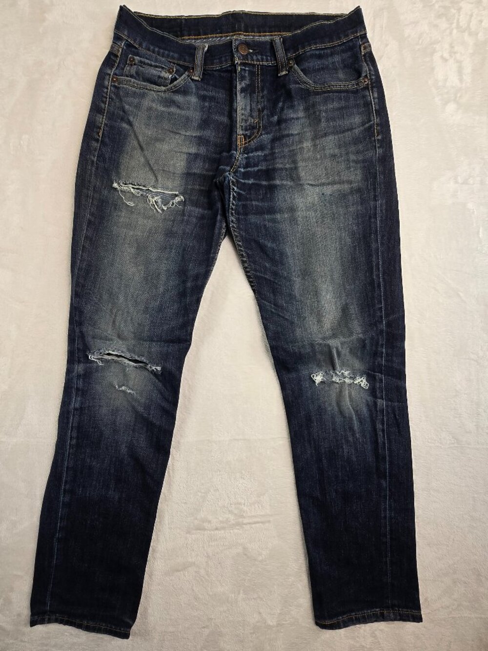 Levis Premium 511 Mens 30x32  Blue Slim Stretch Straight Denim Distressed Frayed